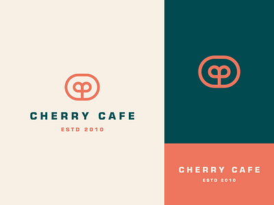 Cherry cafe abstract branding cafe cherry clever coffee elegant flat fruit geometry icon identity letter line logo luxury mark minimal plant stroke