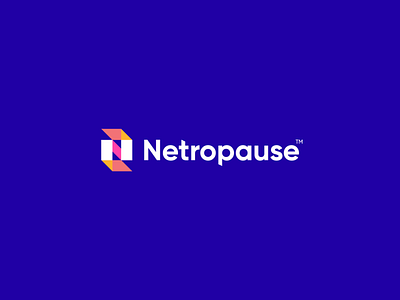 Netropause arrow branding clever design digital flat geometry growth hold icon letter logo mark minimal n pixel stop tech technology typeface