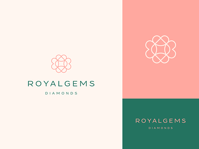 Royalgems abstract branding clever diamond elegant fashion flat gems icon identity line logo luxury mark minimal royal star stones stroke