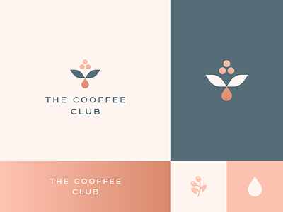 The cooffee club abstract bean branding cafe clever coffee drop elegant flat geometry gradient icon identity leaf logo mark minimal nature plant typeface