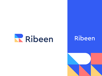Ribeen abstract app branding clever corporate flat geometry growth icon identity letter logo mark minimal modern pattern software technology triangle