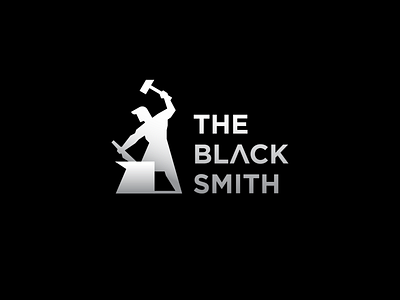 The blacksmith abstract black smith branding clever edgy flat gradient human icon identity illustration logo mark medival minimal power