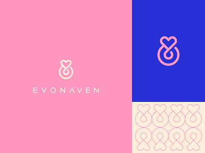 Evonaven abstract branding clever drop elegant fashion flat heart icon identity letter logo love mark minimal nature pattern pink water women