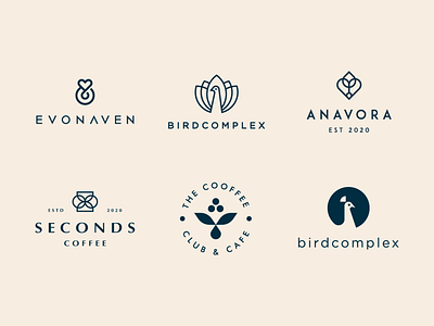 Elegant logo collection Vol. 03 abstract animal badge bird branding cafe clever coffee elegant fashion flat heart icon identity letter line logo mark minimal peacock