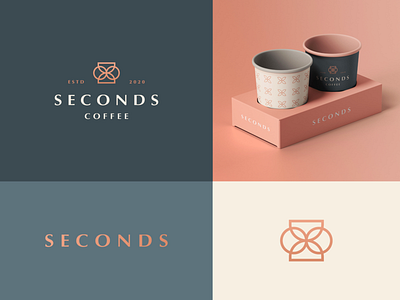 Seconds coffee Branding abstract branding cafe clever coffee flat gradient hourglass icon identity leaf letter logo mark minimal package packaging pattern restaurant time
