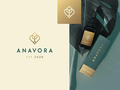 Anavora Packaging abstract branding clever elegant fashion flat gold gradient heart high end icon identity logo luxury mark minimal nature plant
