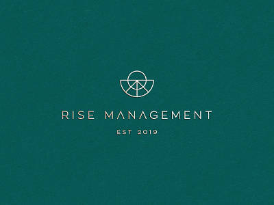 Rise management abstract branding clever elegant flat geometry gradient high end icon identity letter line logo luxury mark minimal mountain realestate stroke sun