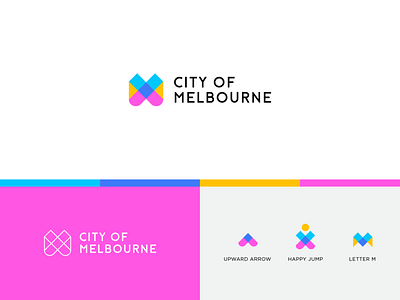 City Of Melbourne - Rebranding concept abstract arrow branding city clever flat geometry happy icon identity letter line logo m mark minimal monogram rebranding tourism upward