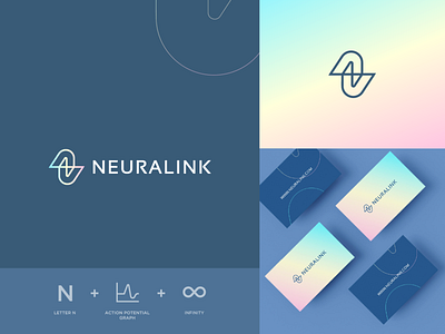 Neuralink - Rebaranding concept abstract ai brain branding chart clever connect flat gradient icon identity infinity letter line logo mark minimal n stroke technology