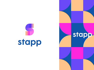 Stapp abstract app block branding clever flat geometry gradient icon identity letter logo mark minimal pattern s startup tech technology young