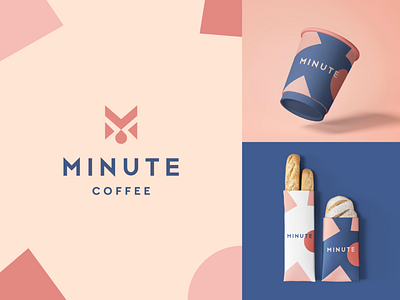 Minute Coffee - Brand identity abstract branding cafe clever coffee drop elegant flat food geometry icon identity letter logo m mark minimal monogram packaging pattern