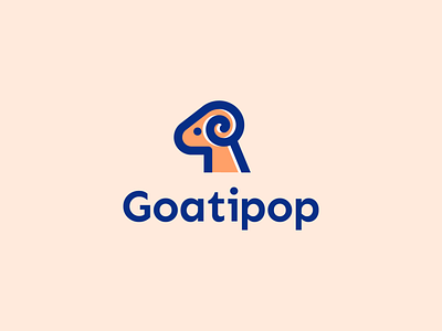 Goatipop 🐏🍭 animal app branding candy children clever cute flat goat ibex icon kids line logo lolipop mark minimal negative space sweet
