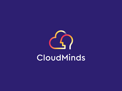 CloudMinds Redesign abstract ai brain branding clever cloud data flat gradient human icon identity logo mark mind minimal stroke