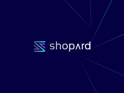 Shopard abstract app arrow branding clever custom customtype data flat forward gradient icon letter logo mark minimal shopping tech web