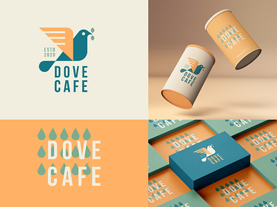 Dove cafe - Brand identity abstract animal bird branding cafe clever coffee drop flat geometry icon identity illustration leaf letter logo mark minimal tea