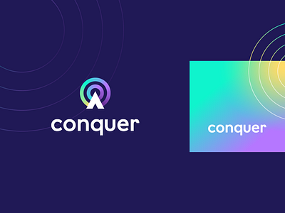 Conquer abstract branding c circle clever design flat geometry gradient icon letter logo mark minimal pattern tech technology