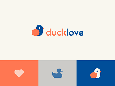 Ducklove abstract app bird branding clever cute duck eye feather flat geometry heart icon identity letter logo mark minimal