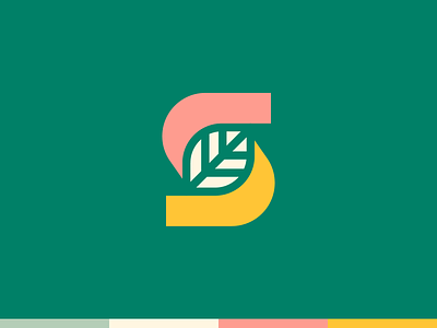 S + Leaf abstract branding clever flat green icon identity leaf letter logo mark minimal monogram nature negativespace plant