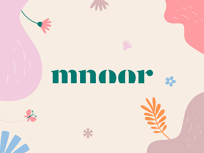 Mnoor beauty branding butterfly clever design elegant flat flower garden icon illustration logo luxury mark minimal nature pattern plant typface typography