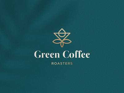 Green Coffee Roasters branding clever coffee design elegant flat gold green icon leaf logo luxury mark minimal nature plant premium roasters