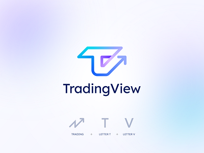 TradingView Redesign bitcoin branding clever crypto design finance flat gradient graph icon letter logo mark minimal t trade tv ui v