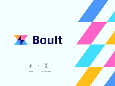 Boult abstract bolt branding clever design flat geometry gradient hourglass icon illustration logo mark minimal negative space time ui
