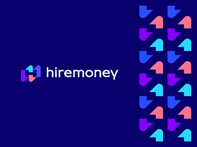 Hiremoney abstract arrow branding clever design finance flat growth h icon letter logo mark minimal modern money negative space pattern upward vibrant
