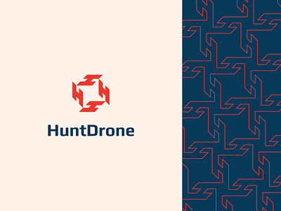 HuntDrone abstract bold branding clever drone flat h icon illustration letter logo mark minimal monogram negative space