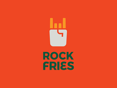 Rock Fries 🤘🍟 abstract bold branding clever design finger flat food fries gesture hand icon illustration logo mark minimal restaurant rock sign ui