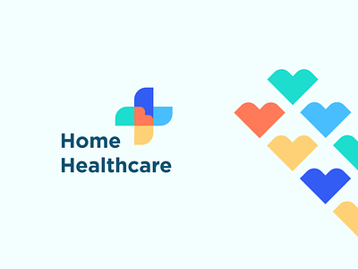 Home Healthcare abstract branding care clever conncetion cross design flat friendly geometry health heart human icon logo love mark medical minimal soft