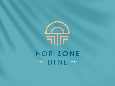 Horizone Dine beach branding clever dine dinner elegant flat food geometry icon logo mark minimal restaurant sea table