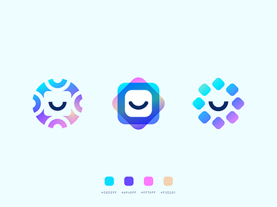 Blockchain mark exploration abstract ai blockchain branding clever crypto data design flat gradient happy icon logo mark minimal nft positive smile tech ui