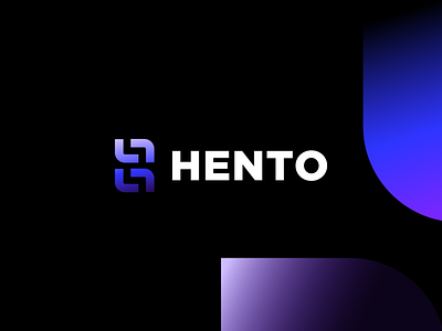 Hento abstractm= arrow branding clever crypto design flat gradient h icon letter logo mark minimal nft ui web