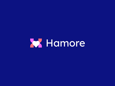 Hamore abstract app branding clever crypto dating design flat h heart icon letter logo love mark minimal nft relationship