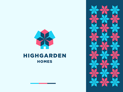 Highgarden Homes abstract branding clever crypto design flat flower garden geometry home house icon logo mark minimal negative space nft real estate trust web
