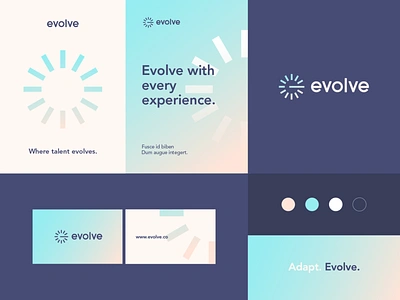 Evolve - Identity system abstract branding clever corporate crypto design digital finance fitness geometry gradient health illustration logo marketing minimal money transform ui web