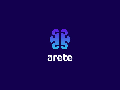 arete ( Brain + Butterfly + Data nodes ) brain butterfly clever data logo nodes technology
