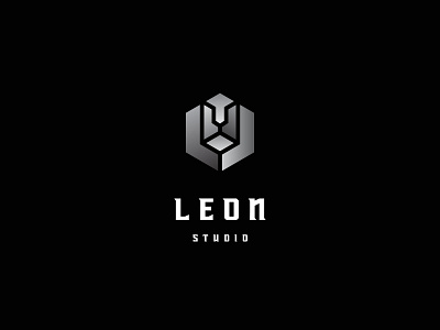 Leon studio logo architecture cube geometry gradient lion minimal negative space studio