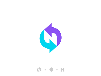 N + Arrow + Chat abstract app arrow icon letter meet minimal n social talk technology