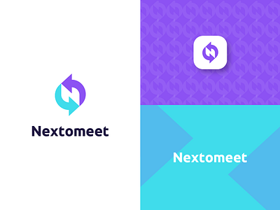 Nextomeet abstract app arrow icon letter meet minimal n social talk technology typography