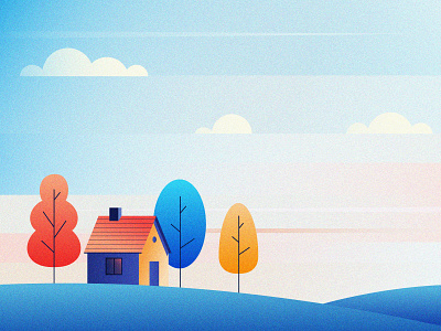 The Valley illustration cloud colors gradient hiuse home icon illustration minimal mountains tree valley