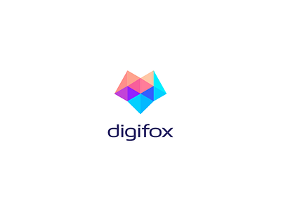 digifox animal color colorful digital flat fox logo minimal pixel