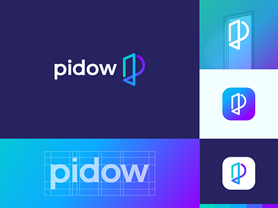 pidow animal app identity letter logo mark p stroke window