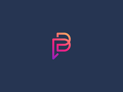 P + B + Chat clever flat gradient icon letter b letter p line logo mark stroke