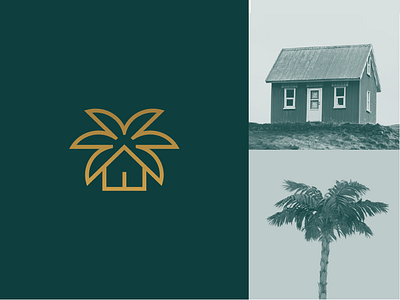 House + Plamtree building clever home house icon identity illustration mark palmtree tree