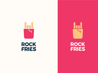 Rock fries branding clever food frenchfries fries hand icon minimal restaurant rock