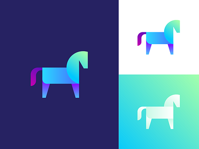 Geometrical Horse animal app branding flat geomtery gradient horse icon identity minimal