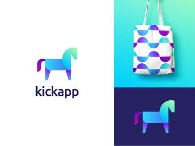kickapp animal app branding geometry horse icon identity minimal stroke ui
