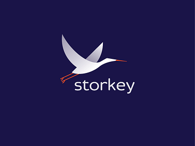 storkey animal branding gradient icon logo mark minimal stork white