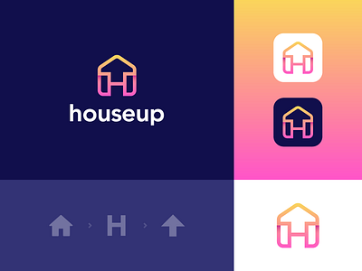 houseup abstract arrow clever gradient h home house icon letter realestate stroke